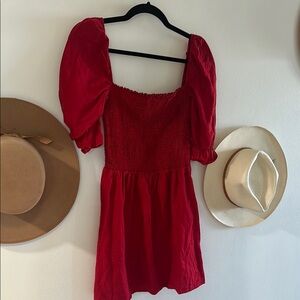 Red Puff Sleeve Dress